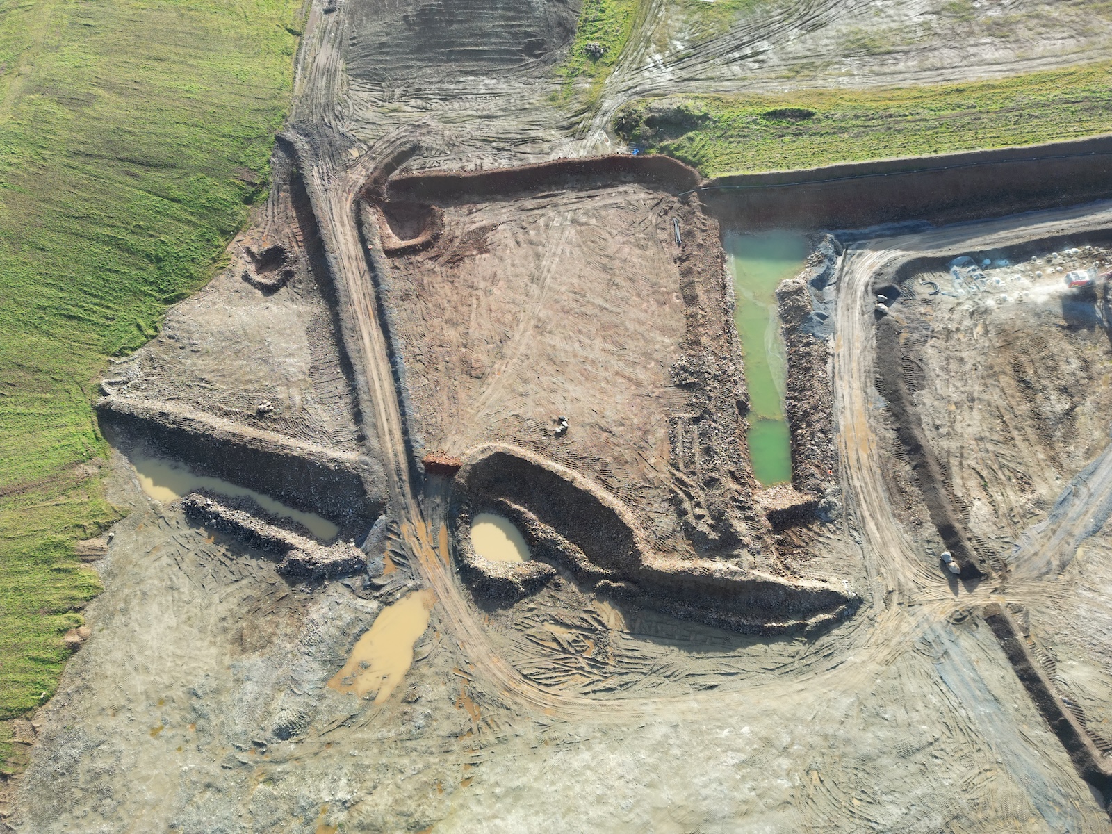 Aerial drone survey of construction site